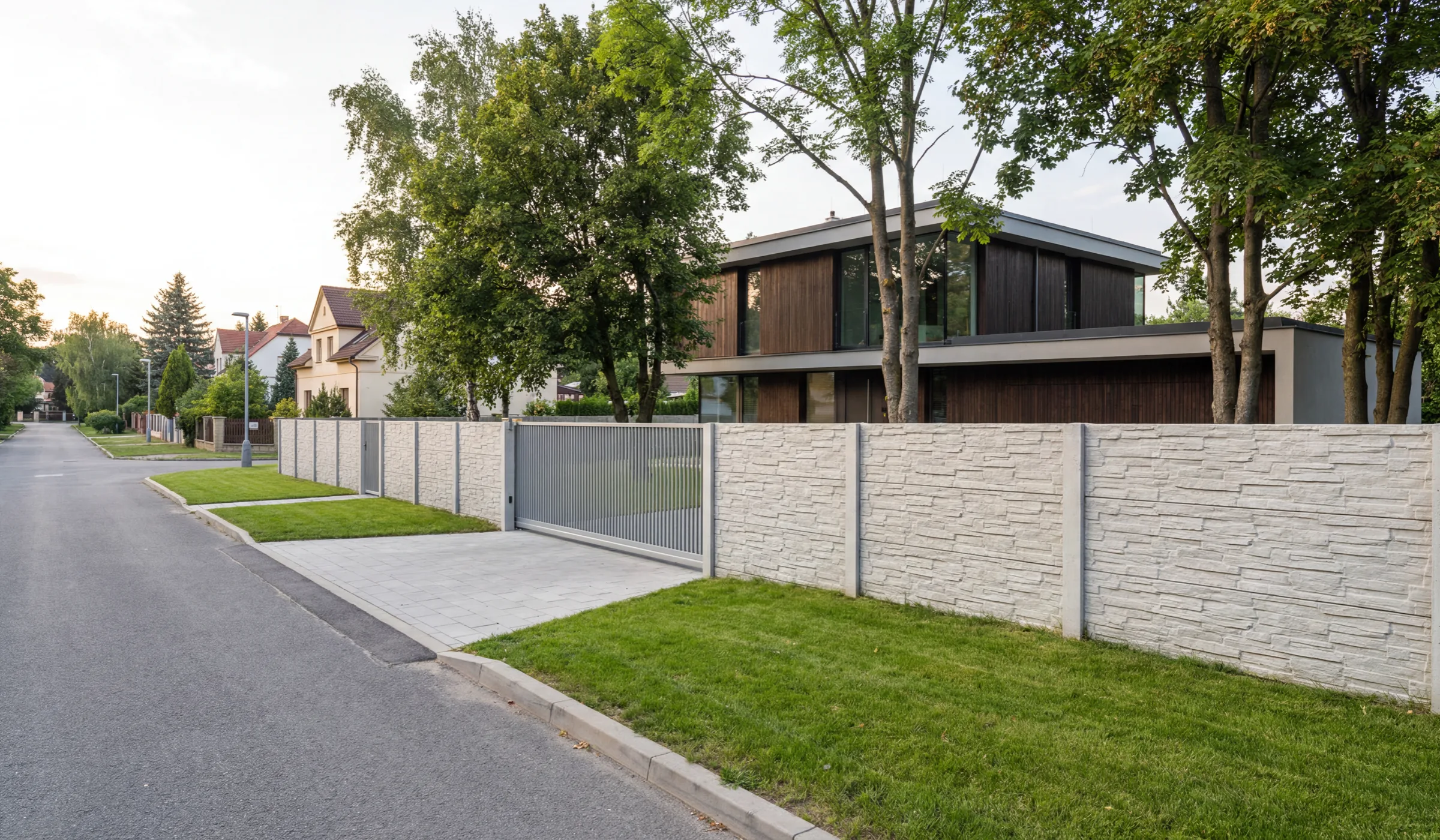 Betonové ploty na klíč — realizace u rodinného domu